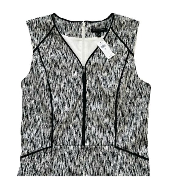 Banana Republic Black White V-Neck Sleeveless Career Sheath Dress Size 14 NEW - Picture 9 of 12